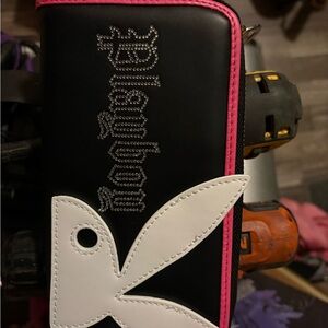 Playboy Black and Pink Zip Wallet